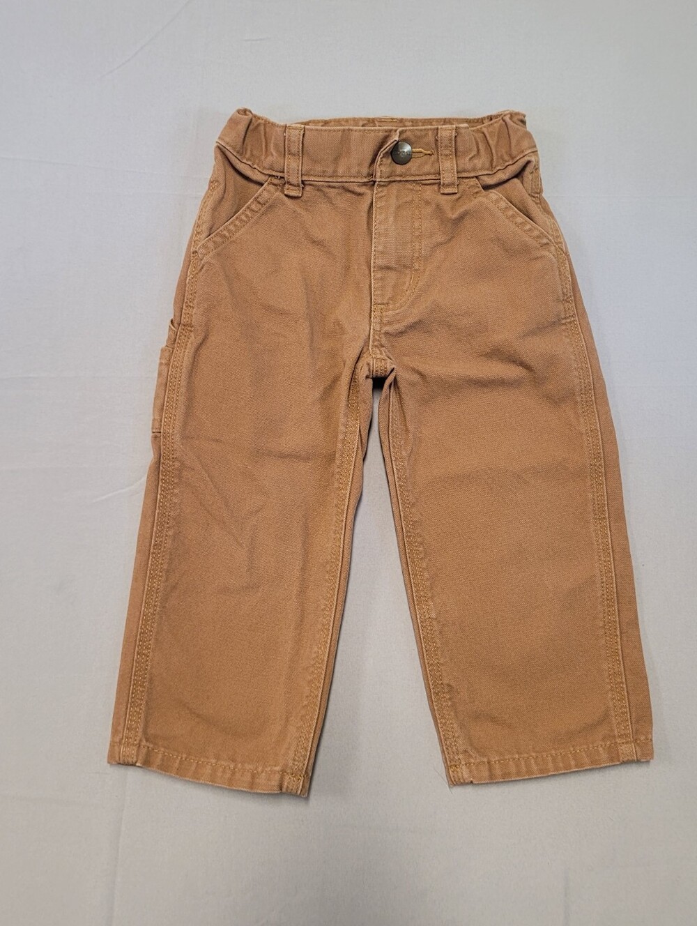 Carhartt Kids 2T Brown Canvas Work Pants Carpenter Duck Dungarees 2 Toddler